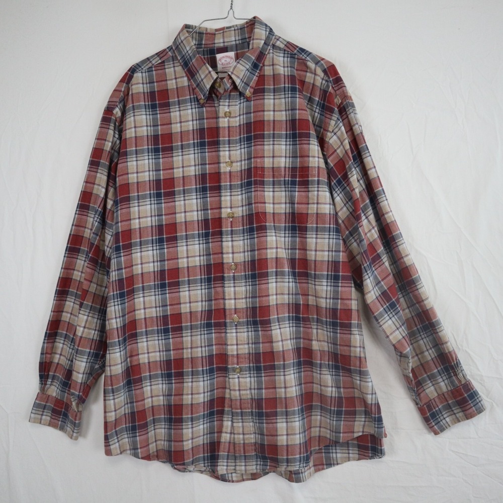 Brooks Brothers Shirt Mens XL Madison Casual Pocket Button Up Plaid‎ Long Sleeve